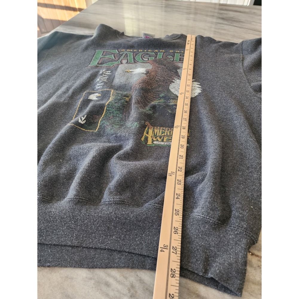 Vintage 90s Tultex American Bald Eagle Graphic Sweatshirt Mens X Large‎ Gray - Picture 7 of 7